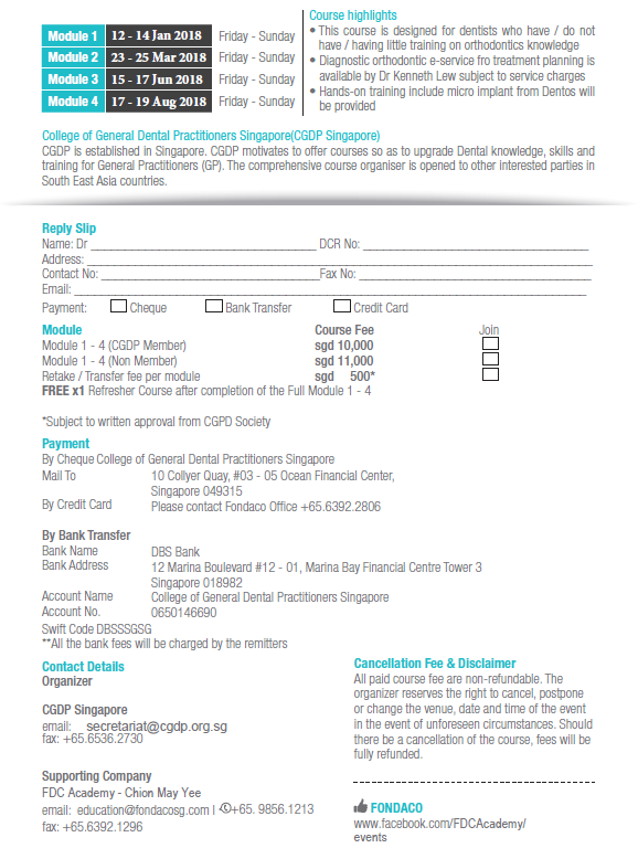 Basic Comprehensive Orthodontic Course SINGAPORE Dental Clinics