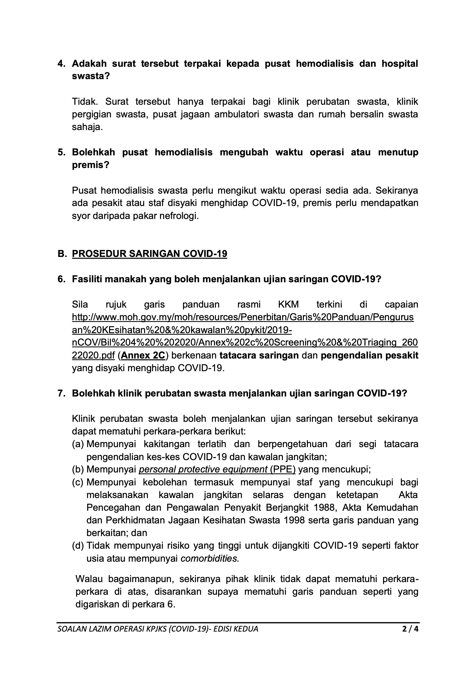 SOALAN LAZIM BERKAITAN OPERASI KEMUDAHAN DAN PERKHIDMATAN 